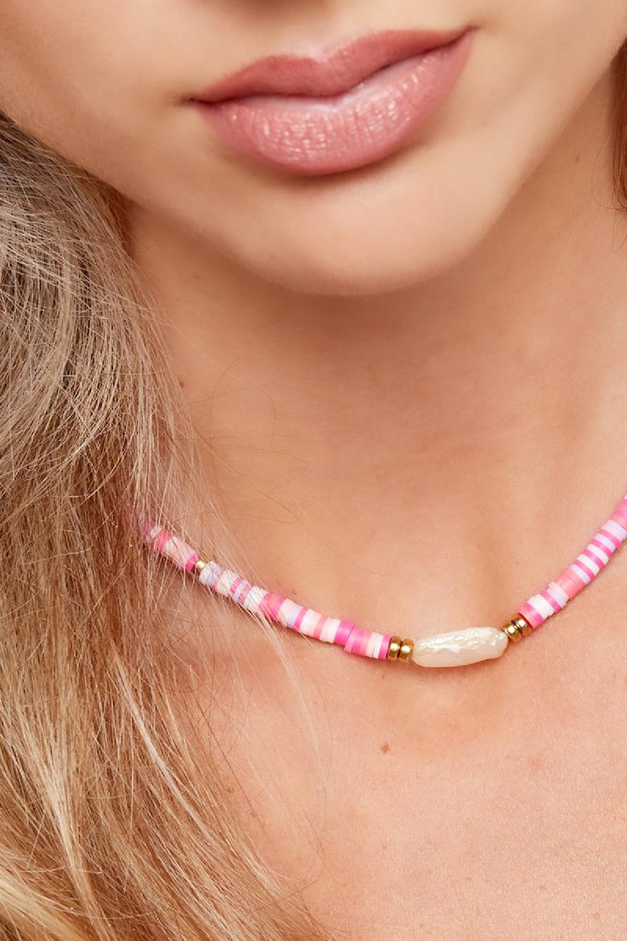 Bunte Perlenkette - #summergirls Kollektion Rosa polymer clay Bild3